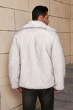 Manteau court d’hiver en fausse fourrure grise pour hommes