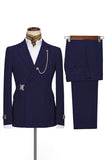 Bleu marine revers cranté 2 pièces Slim Fit Costumes formels