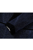 Bleu marine scintillant à paillettes châle revers 2 pièces Slim Fit Costumes de bal pour hommes