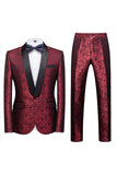 Jacquard bleu châle revers 2 pièces costumes de bal pour hommes
