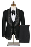 Hommes Blanc Perlé Châle Revers Simple Boutonnage 3 Pièces Costumes