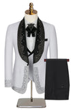 Hommes Blanc Perlé Châle Revers Simple Boutonnage 3 Pièces Costumes
