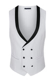 Hommes Blanc Perlé Châle Revers Simple Boutonnage 3 Pièces Costumes