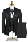 Col montant Jacquard Noir 3 Pièces Costumes Homme