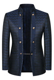 Col montant Jacquard Noir 3 Pièces Costumes Homme