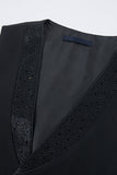 Hommes Noir Pointu Revers Perlé 3 Pièces Costumes de Mariage