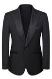 Hommes Noir Pointu Revers Perlé 3 Pièces Costumes de Mariage