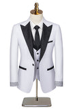Hommes Noir Pointu Revers Perlé 3 Pièces Costumes de Mariage