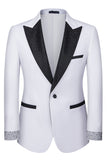 Hommes Noir Pointu Revers Perlé 3 Pièces Costumes de Mariage
