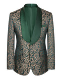 Costume de bal 3 pièces vert foncé en jacquard à col châle