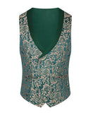 Costume de bal 3 pièces vert foncé en jacquard à col châle