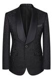 Vert foncé Jacquard Châle Revers 3 Pièces Costumes de Bal