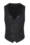 Vert foncé Jacquard Châle Revers 3 Pièces Costumes de Bal