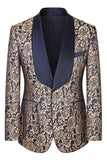 Vert foncé Jacquard Châle Revers 3 Pièces Costumes de Bal