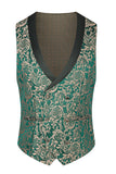 Vert foncé Jacquard Châle Revers 3 Pièces Costumes de Bal