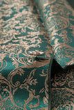 Vert foncé Jacquard Châle Revers 3 Pièces Costumes de Bal