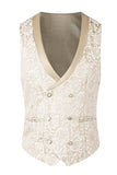 Vert foncé Jacquard Châle Revers 3 Pièces Costumes de Bal