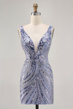 Robe moulante à sequins à sequins lilas scintillante