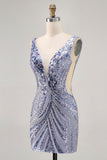 Robe moulante à sequins à sequins lilas scintillante