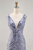 Robe moulante à sequins à sequins lilas scintillante