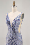 Robe moulante à sequins à sequins lilas scintillante