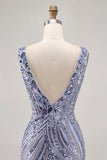 Robe moulante à sequins à sequins lilas scintillante