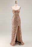 Corset de bal long de bal rouge scintillant sans bretelles à sequins