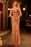 Corset de bal longue robe de bal bleu sans bretelles à sequins