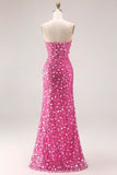 Corset de bal longue robe de bal bleu sans bretelles à sequins
