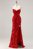 Corset de bal longue robe de bal bleu sans bretelles à sequins