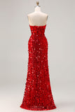 Corset de bal longue robe de bal bleu sans bretelles à sequins