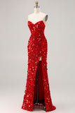 Corset de bal longue robe de bal bleu sans bretelles à sequins