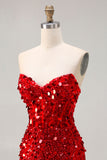 Corset de bal longue robe de bal bleu sans bretelles à sequins