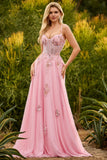 Corset vert à perles A Line, lacet dans le dos, longue robe de bal avec sequins