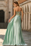 Corset rose perlé de sirène en satin longue robe de bal avec drapé latéral