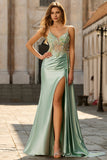 Corset rose perlé de sirène en satin longue robe de bal avec drapé latéral