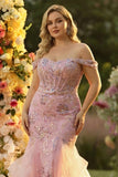 Corset de bal long grande taille à perles à farçants à épaules dénudés