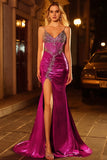Corset doré scintillant, corset perlé, lacet dans le dos, longue robe de bal avec fente