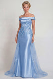 Robe de la mère de la mariée en satin appliquée au champagne
