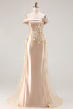 Robe de la mère de la mariée en applique gris-bleu-bleu avec des paillettes