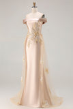 Robe de la mère de la mariée en applique gris-bleu-bleu avec des paillettes