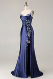 Robe de bal longue taille grande taille brodée brodée de sirène bordeaux bourgogne avec fente