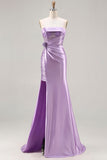 Robe de bal longue robe de bal 3D en forme de sirène violette en forme de sirène violette en 3D