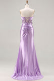 Robe de bal longue robe de bal 3D en forme de sirène violette en forme de sirène violette en 3D