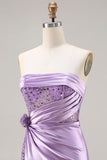 Robe de bal longue robe de bal 3D en forme de sirène violette en forme de sirène violette en 3D