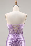 Robe de bal longue robe de bal 3D en forme de sirène violette en forme de sirène violette en 3D