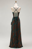 Robe de bal longue en velours velours Burnout vert foncé