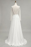 Robe de mariée à manches longues en dentelle ivoire