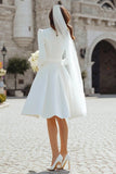 Robe midi de fiançailles en satin trapèze ivoire