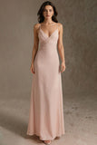 Robe formelle fourreau à bretelles spaghetti rose